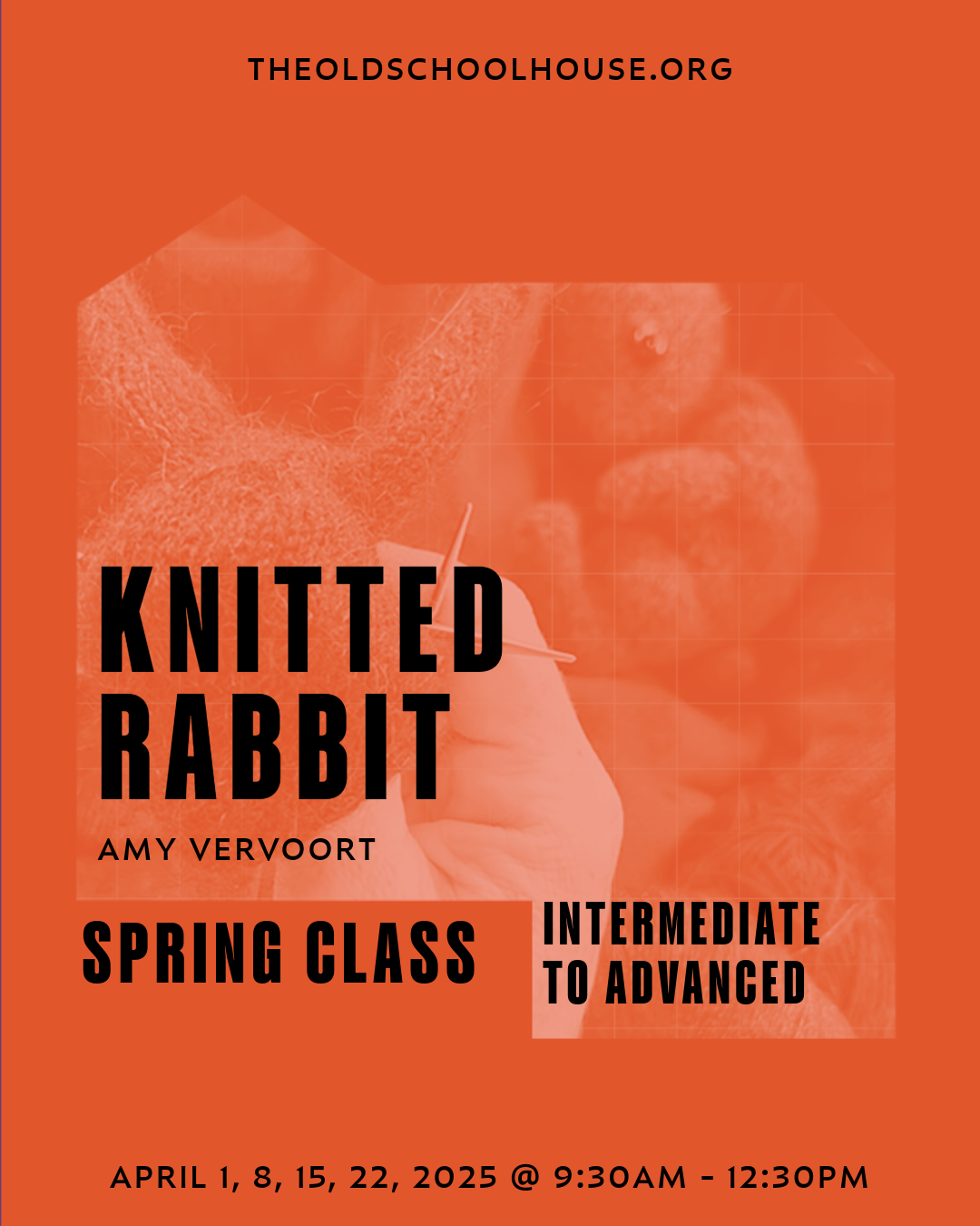 Knitted Rabbit | Amy Vervoort | April 1, 8, 15, 22, 2025 | 9:30am to 12:30pm