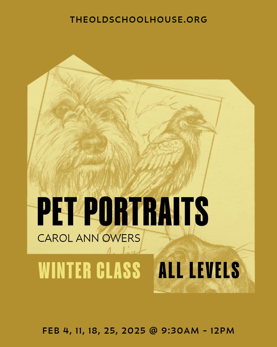 Pet Portraits | Carol Ann Owers | Feb 4, 11, 18, 25, 2025 | 9:30am to 12pm