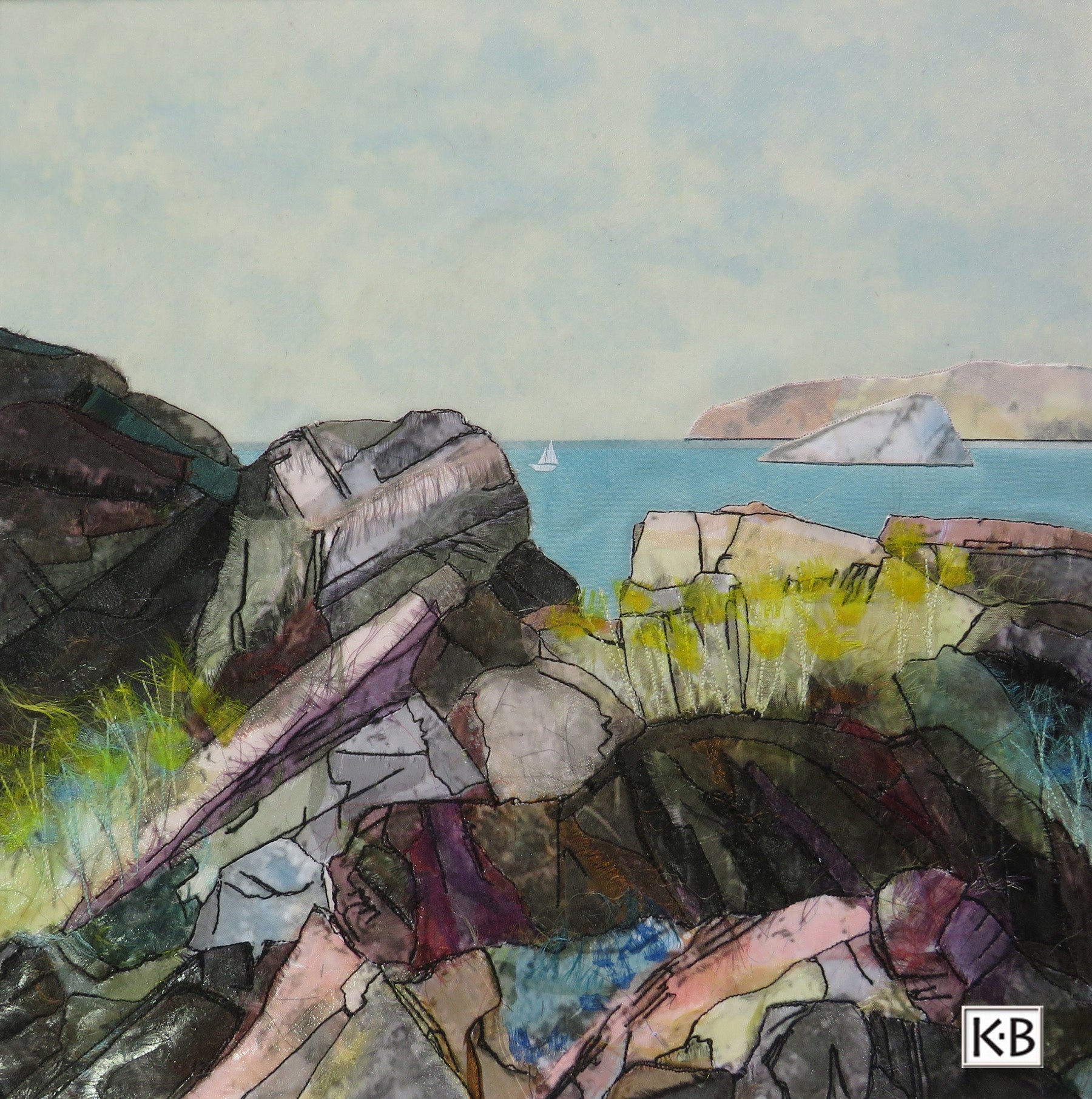 Kate Bridger - fabric art - Coastal Rockery