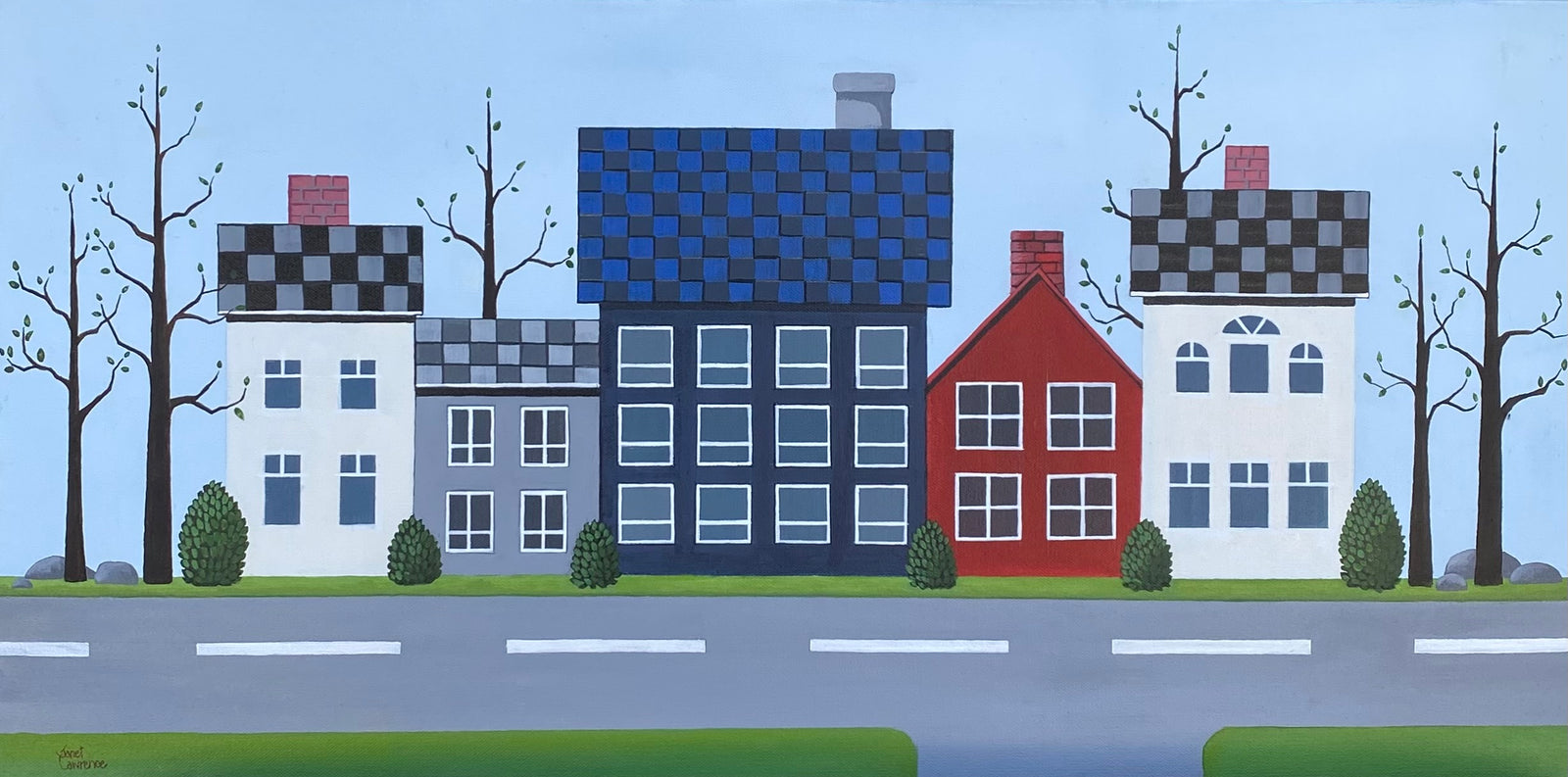 Janet Lawrence - painting - Downtown Lineup