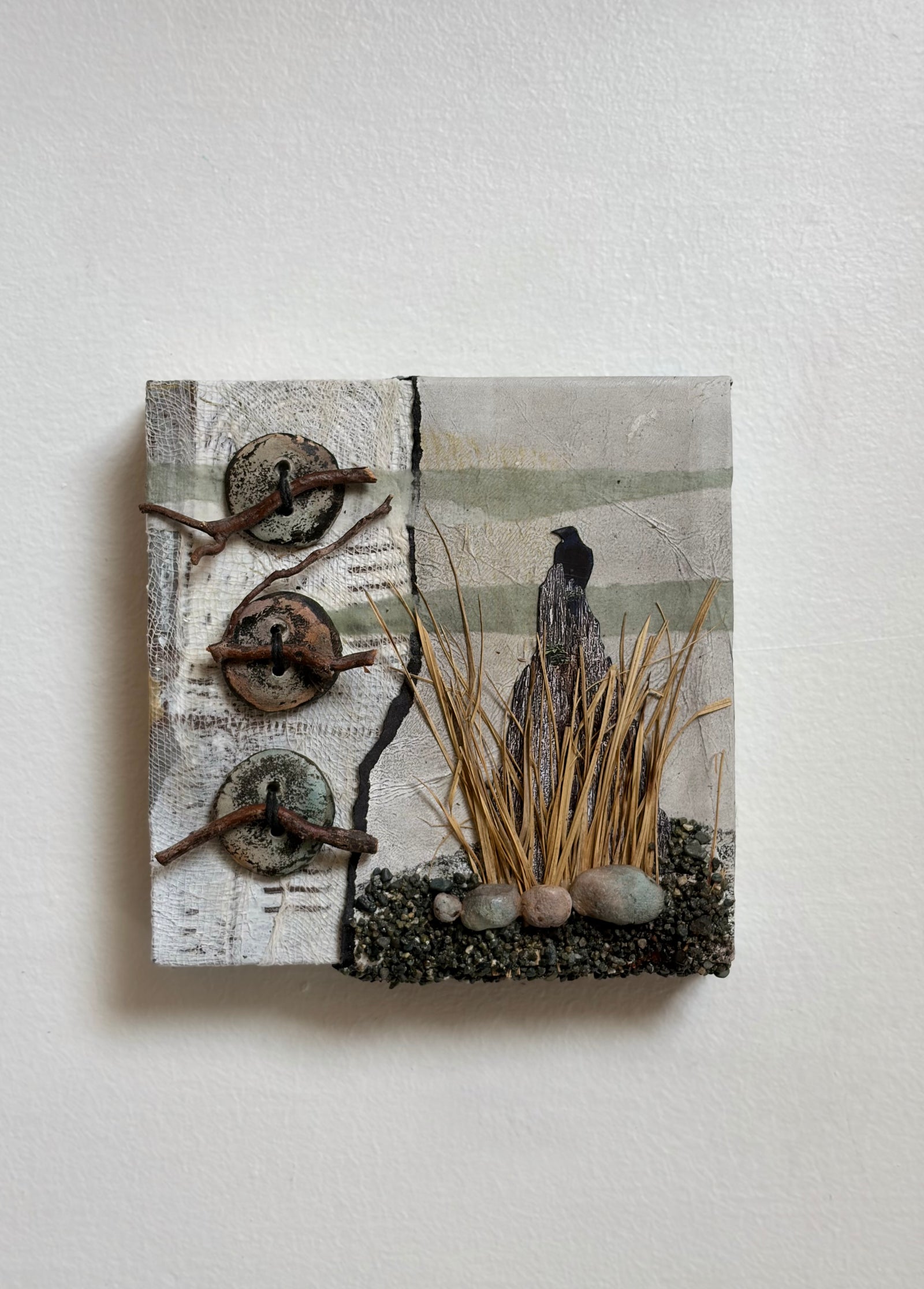 aMused Studio - Assemblage - Raven & Grasses