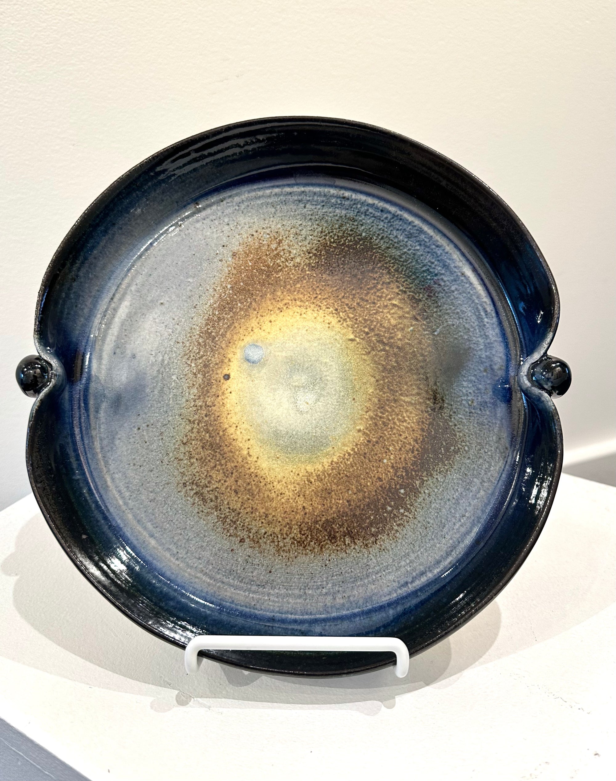 Heather Tobe - Ceramic - Blue Multi-glazed Plate with Balls