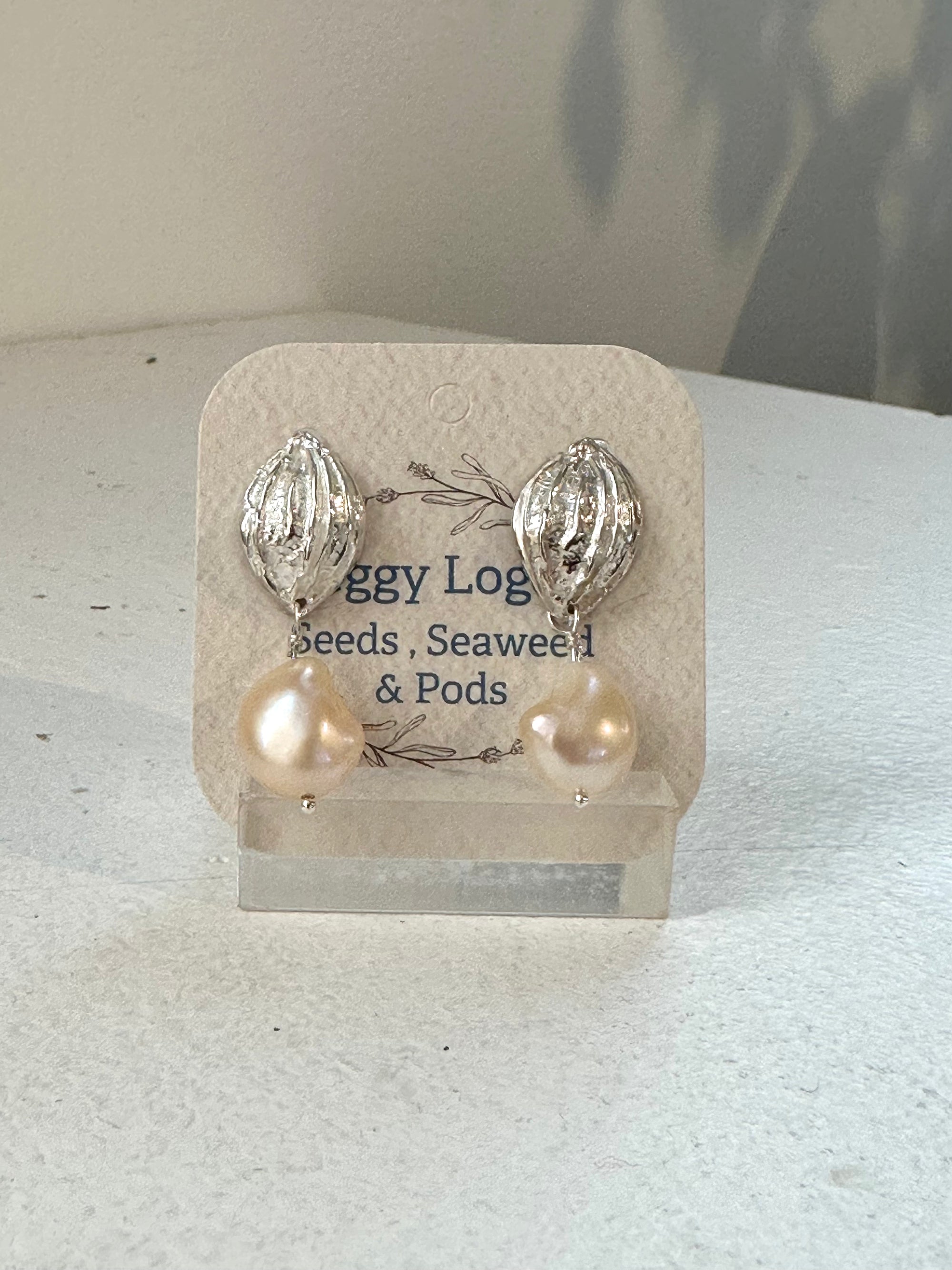 Peggy Logan - jewellery - Unknown Pod Earrings, Live Oak & Pearl Earrings