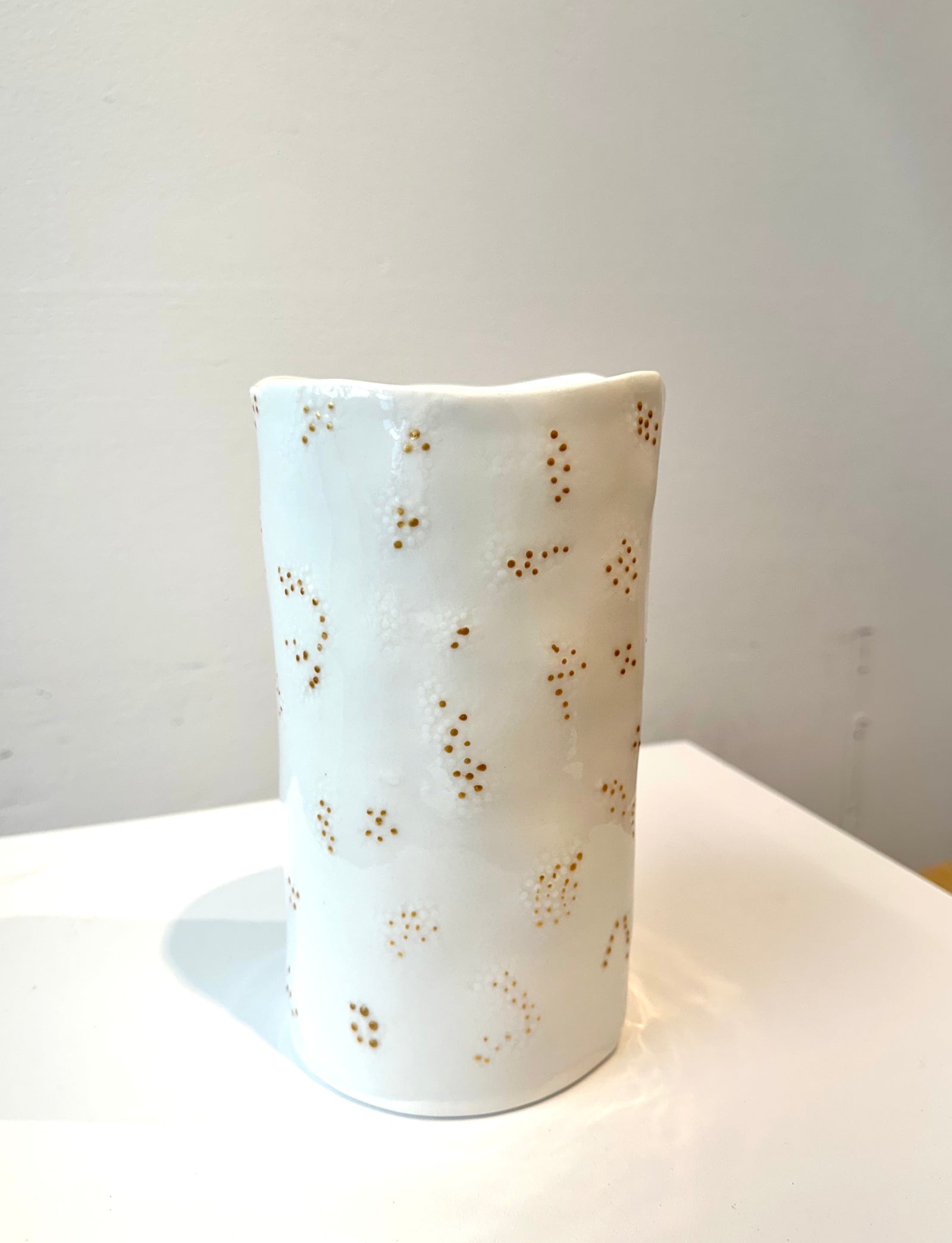 Claire Olivier - Ceramics - Translucent Porcelain Vases - Coral Dot Gold Impressed
