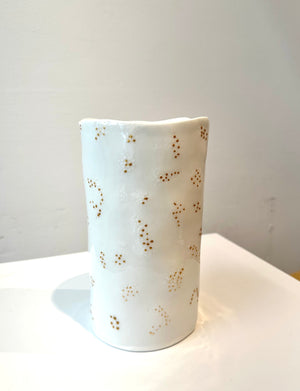 Claire Olivier - Ceramics - Translucent Porcelain Vases - Coral Dot Gold Impressed