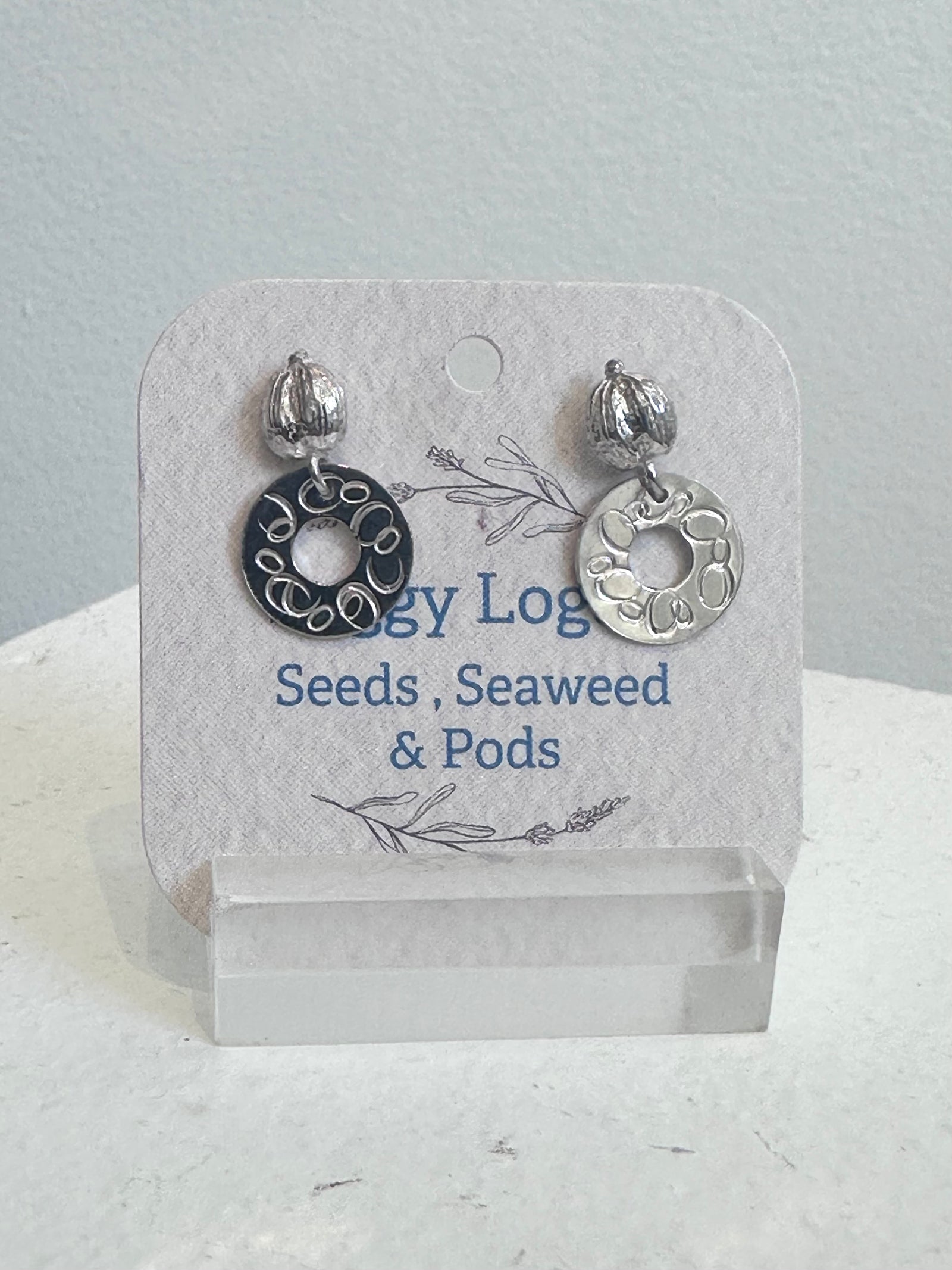 Peggy Logan - jewellery - Sterling Silver Cardamon Seed/Circle Hoops