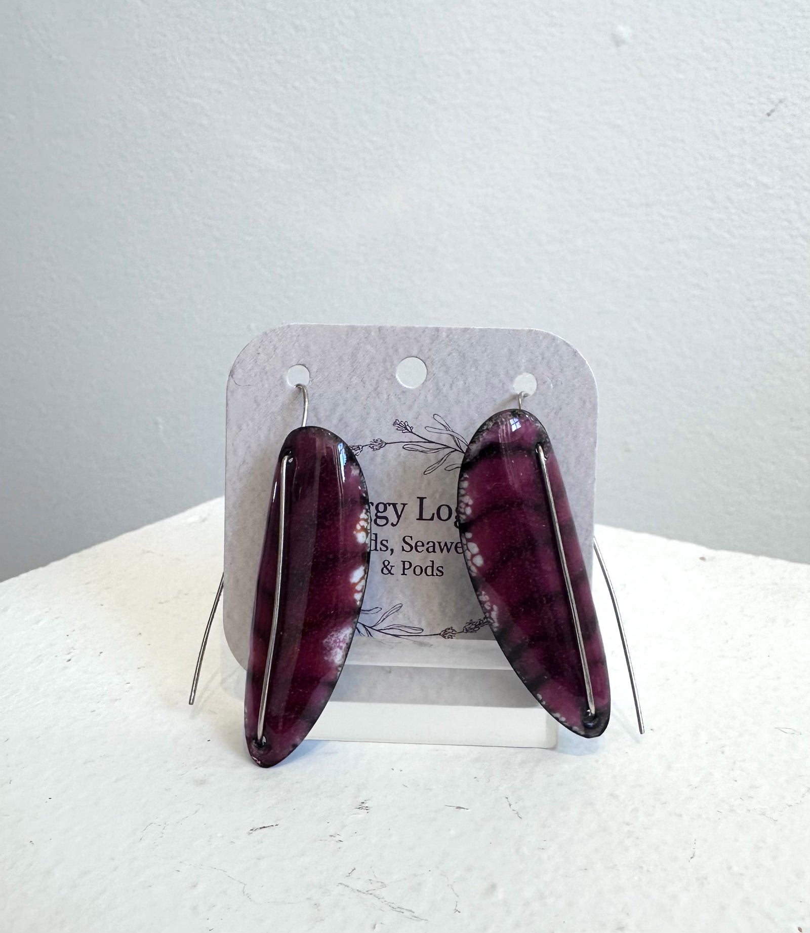 Peggy Logan - jewellery - Sterling Silver & Pink Enamelled Earrings