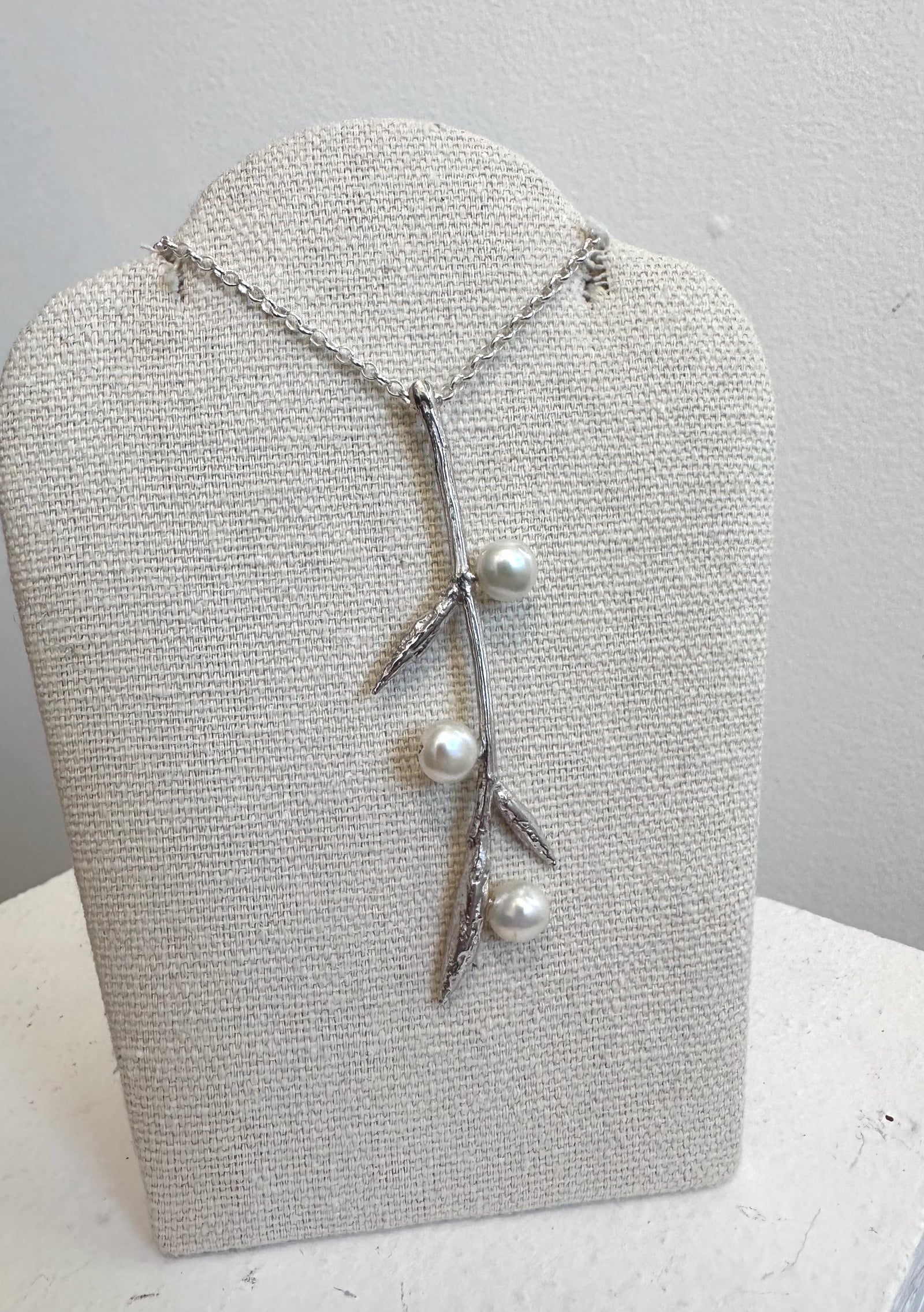 Peggy Logan - jewellery - Sterling Silver Branch Pearl Pendant