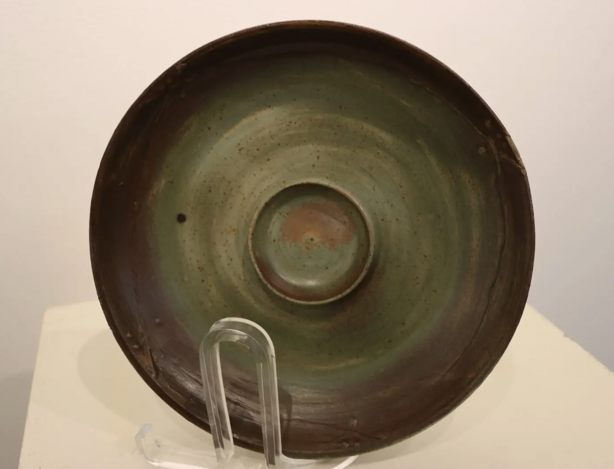 Heather Tobe - Ceramic - Green/Brown Plate with Centre Ring