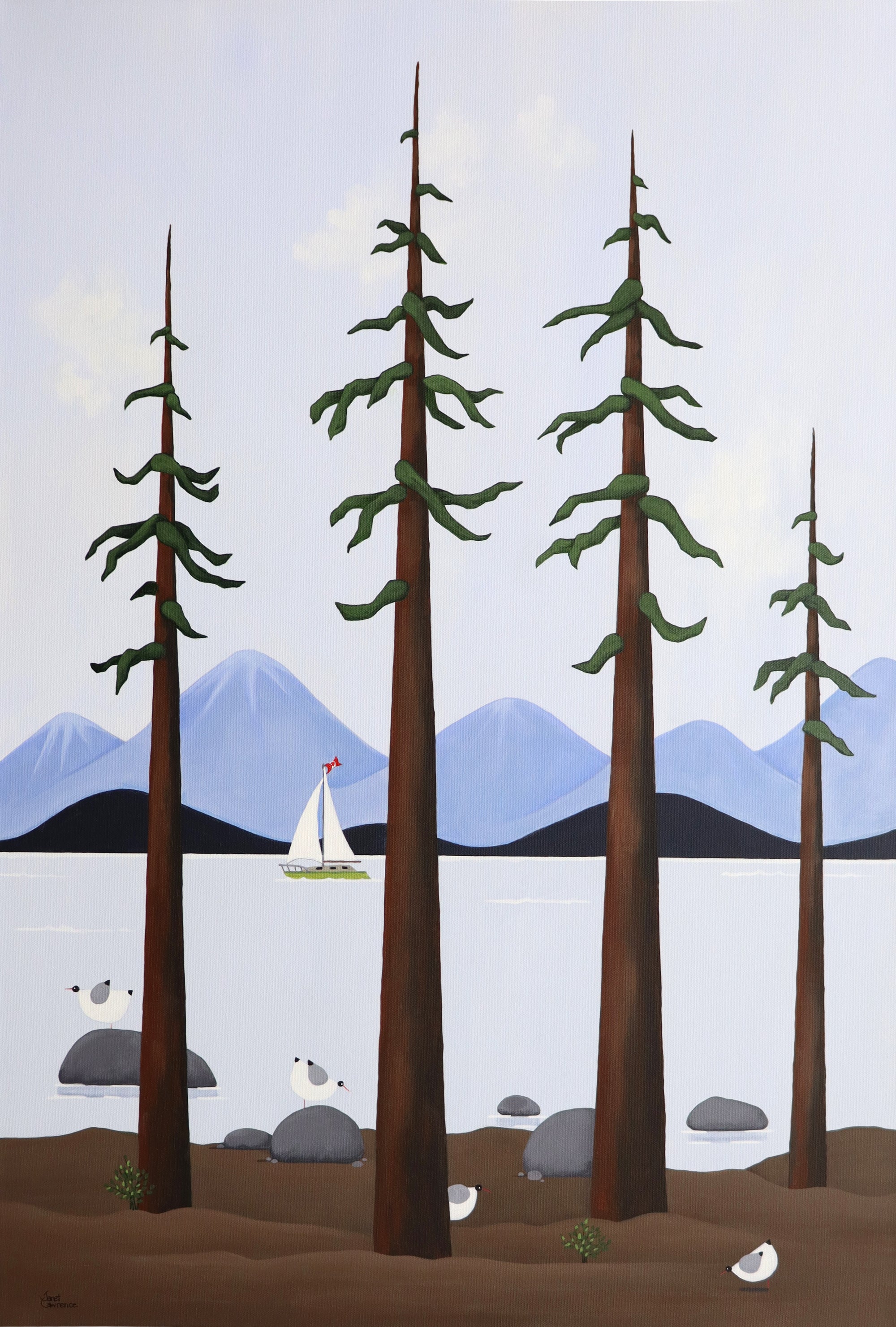 Janet Lawrence - painting - Tall Firs