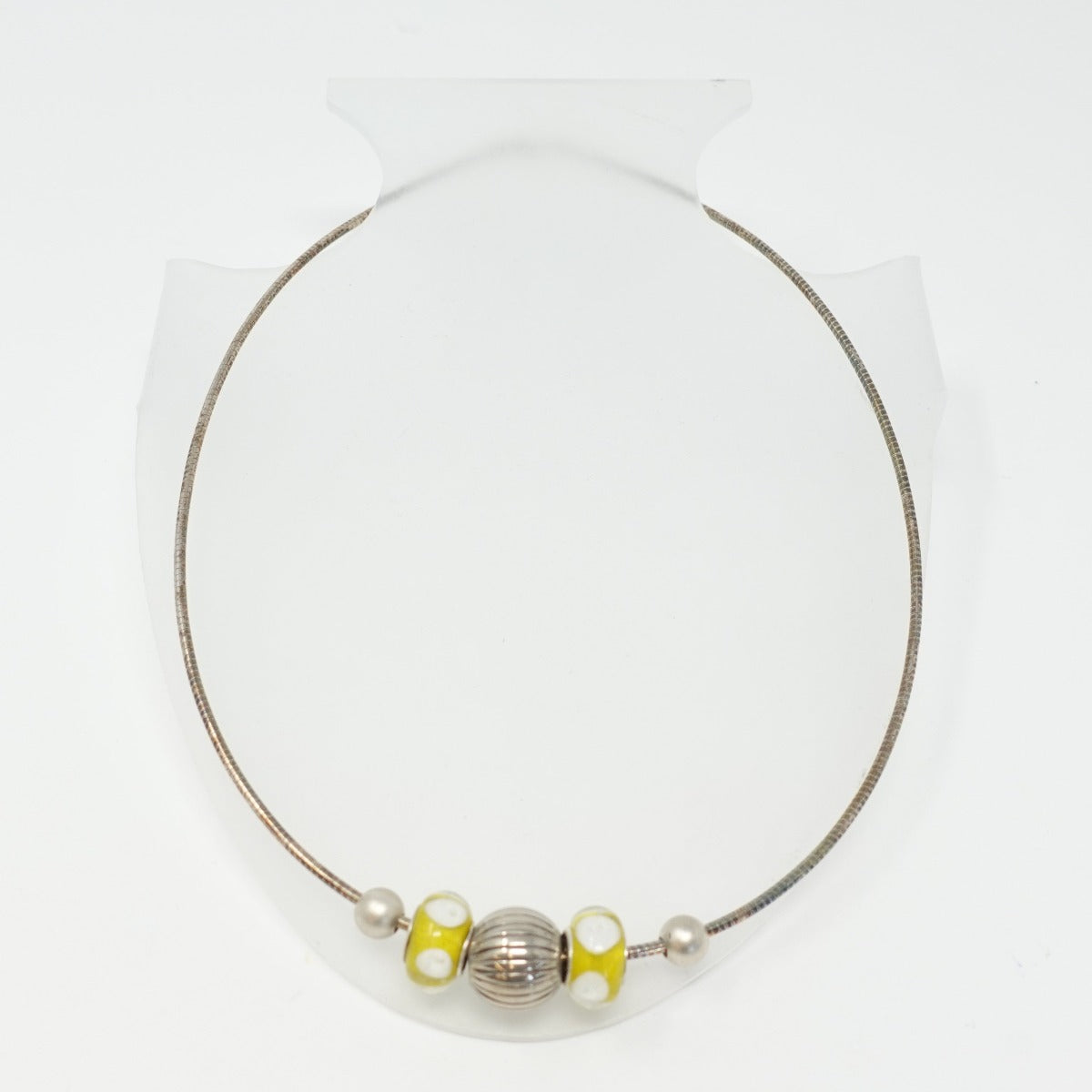 Jonathan Rout - choker necklace - silver+yellow/white orbs