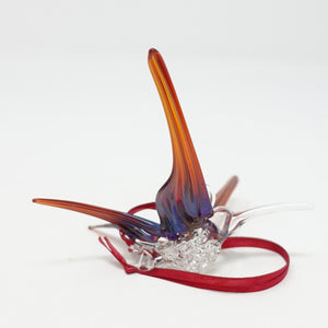 Cornucopia Glass Studios  - hummingbird & crystal - small (blue/amber wings)