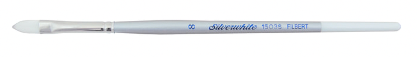 Silver Brush - Silver White  #6 Filbert